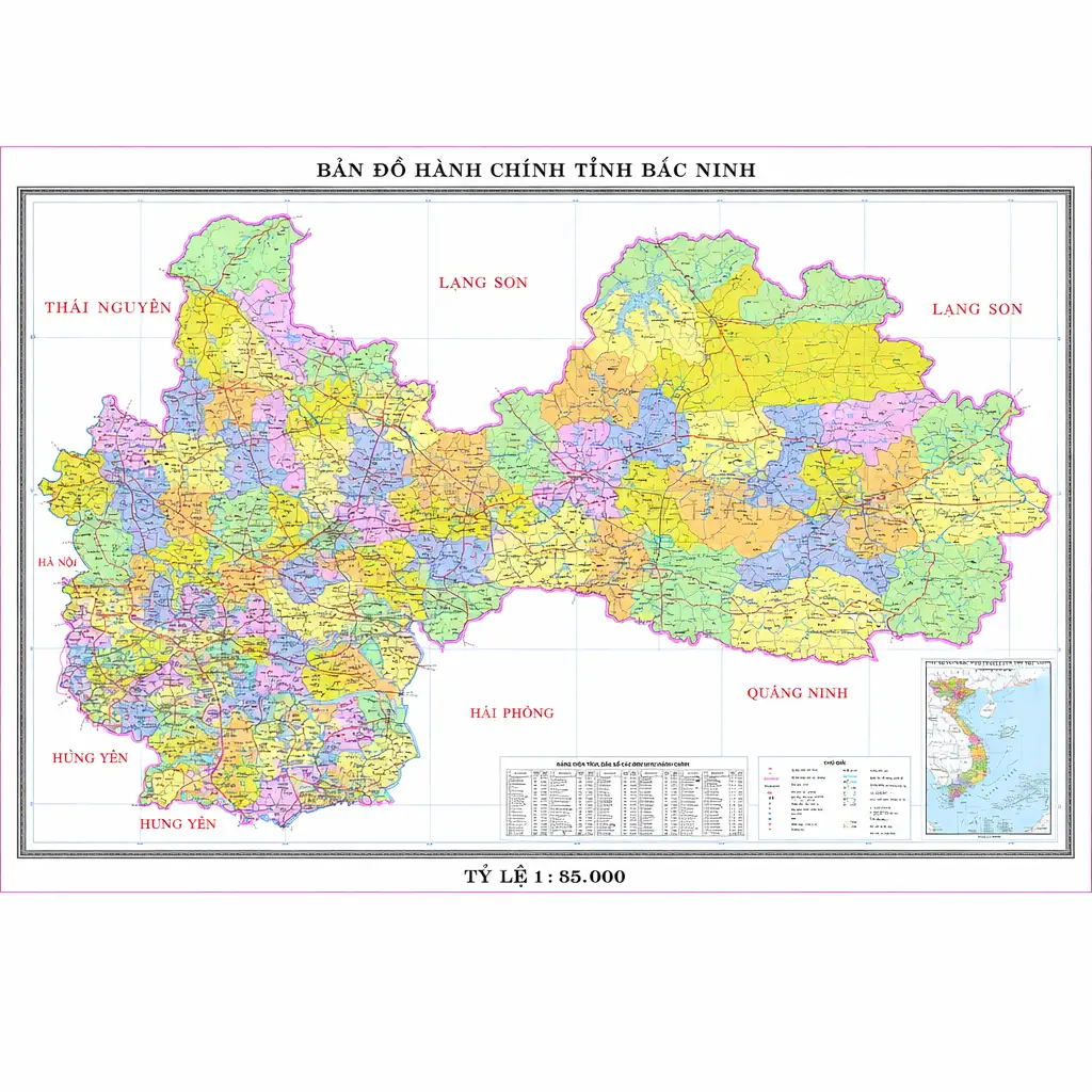 Bản Đồ Hành Chính Tỉnh Bắc Ninh Mới sau sáp nhập