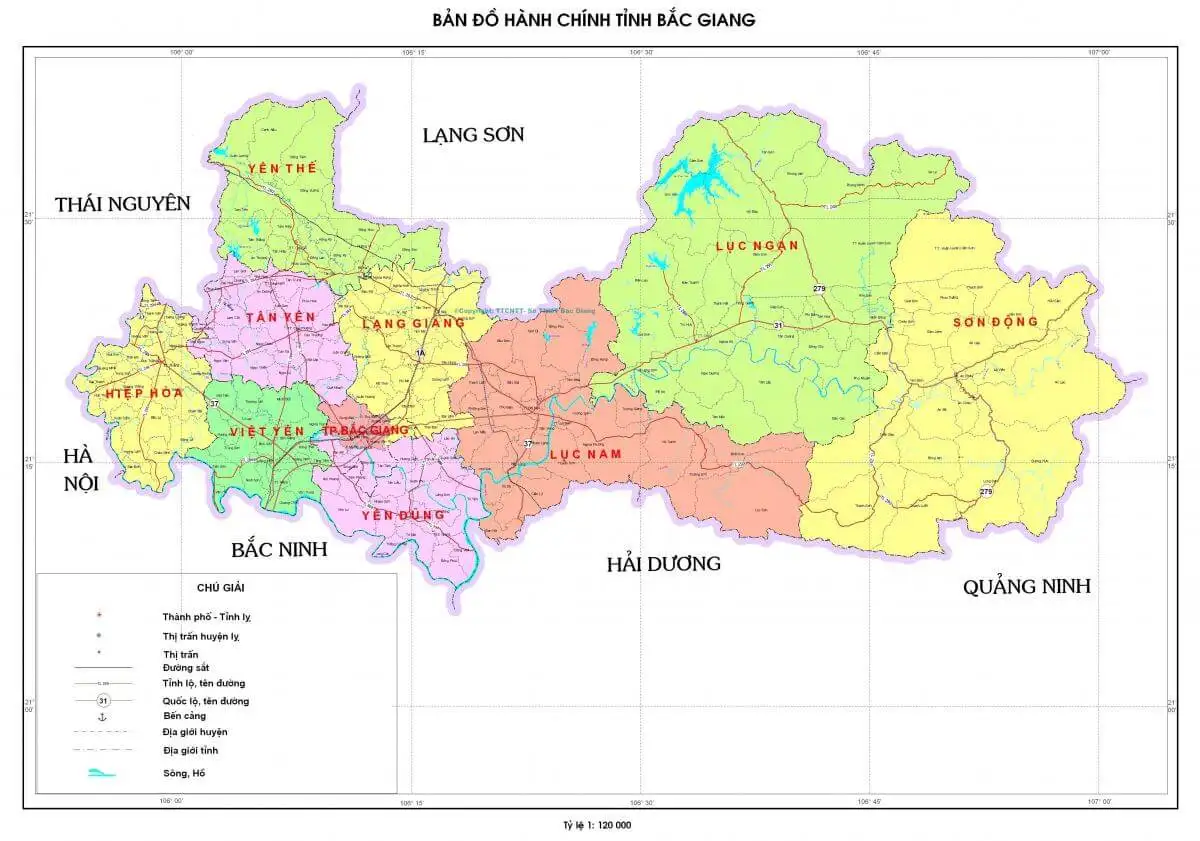 Đơn Vị Hành Chính Tỉnh Bắc Giang cũ trước sáp nhập